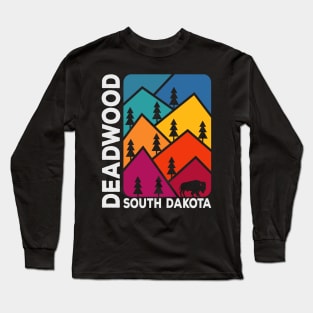 Deadwood South Dakota Vintage Mountains Bison Long Sleeve T-Shirt